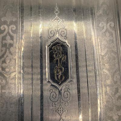 Evans Nickel Silver Cigarette Case with Vintage Thimbles & Screw Back Earrings (B2-HS)