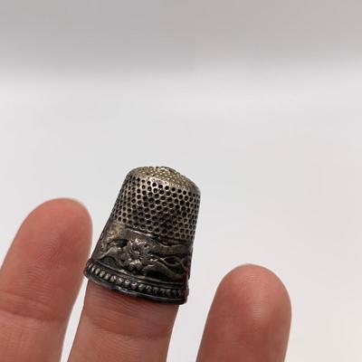 Evans Nickel Silver Cigarette Case with Vintage Thimbles & Screw Back Earrings (B2-HS)