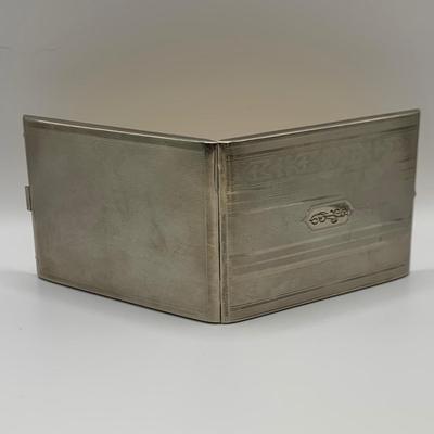 Evans Nickel Silver Cigarette Case with Vintage Thimbles & Screw Back Earrings (B2-HS)