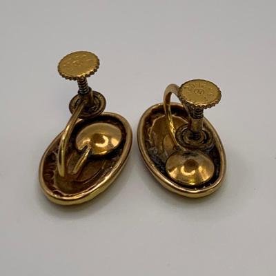 Evans Nickel Silver Cigarette Case with Vintage Thimbles & Screw Back Earrings (B2-HS)