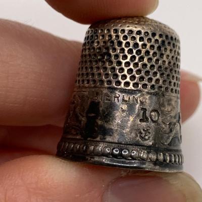 Evans Nickel Silver Cigarette Case with Vintage Thimbles & Screw Back Earrings (B2-HS)