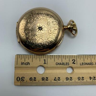 Antique E.B. Woodard & Co. Pocket Watch with Diamond & 14K (B2-HS)