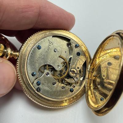 Antique E.B. Woodard & Co. Pocket Watch with Diamond & 14K (B2-HS)