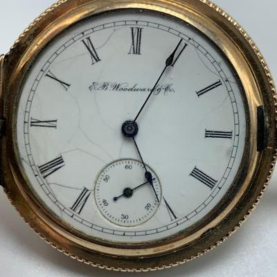 Antique E.B. Woodard & Co. Pocket Watch with Diamond & 14K (B2-HS)