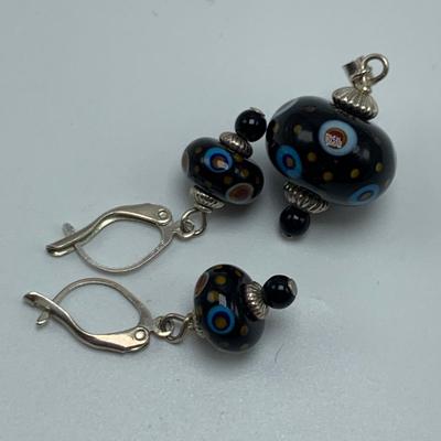 Six Glass & Metal Jewelry Sets with Pierced Earrings (B2-HS)
