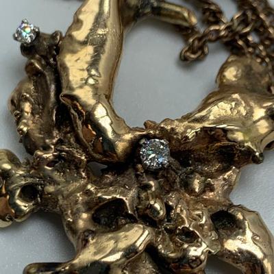 Organically Shaped Gold Pendant & Small Pendant with Diamonds (B2-HS)