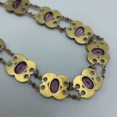 Unique Amethyst Choker with Earrings & 14K Brooch (B2-HS)