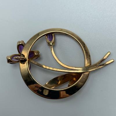 Unique Amethyst Choker with Earrings & 14K Brooch (B2-HS)