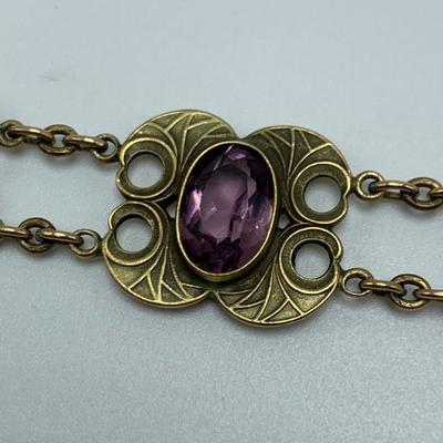 Unique Amethyst Choker with Earrings & 14K Brooch (B2-HS)
