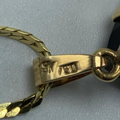 Pear Shaped Faceted Smoky Quartz Set in 18K Gold with 18K Chain (B2-HS)