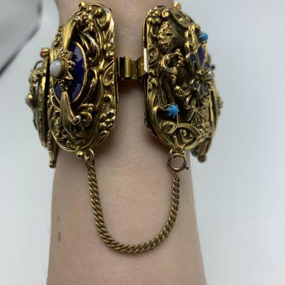 Ornate Gold Bracelet with Opal & Pearls (B2-HS)