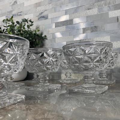 Mt. Vernon Clear (Crisscross Diamonds)by IMPERIAL GLASS-OHIO Champagne/Tall Sherbet set of 8