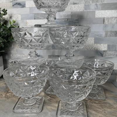 Mt. Vernon Clear (Crisscross Diamonds)by IMPERIAL GLASS-OHIO Champagne/Tall Sherbet set of 8