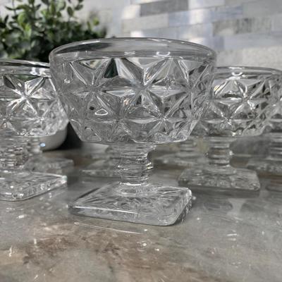 Mt. Vernon Clear (Crisscross Diamonds)by IMPERIAL GLASS-OHIO Champagne/Tall Sherbet set of 8