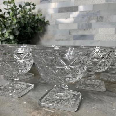 Mt. Vernon Clear (Crisscross Diamonds)by IMPERIAL GLASS-OHIO Champagne/Tall Sherbet set of 8