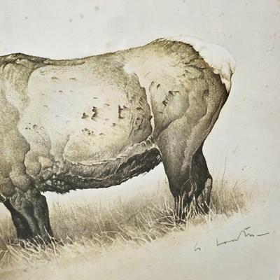 Bull Elk Wood Framed & Signed Print   (G-JS)