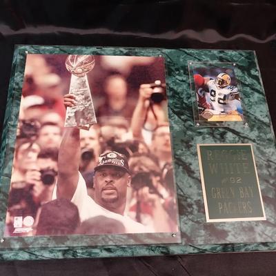 REGGIE WHITE PHOTO AND TRADING CARD PLAQUE