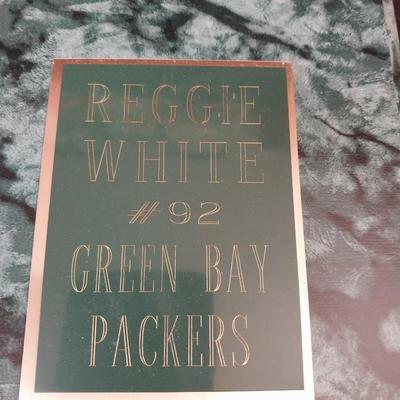 REGGIE WHITE PHOTO AND TRADING CARD PLAQUE