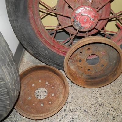 Set of 2 Vintage Ford Model A Spoke Wheels & Tires