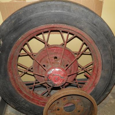 Set of 2 Vintage Ford Model A Spoke Wheels & Tires