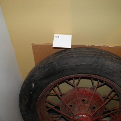 Set of 2 Vintage Ford Model A Spoke Wheels & Tires