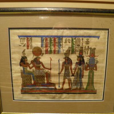 Egyptian Handmade - Hand Painted Papyrus Painting Framed/Matted 21.5"x18.25"
