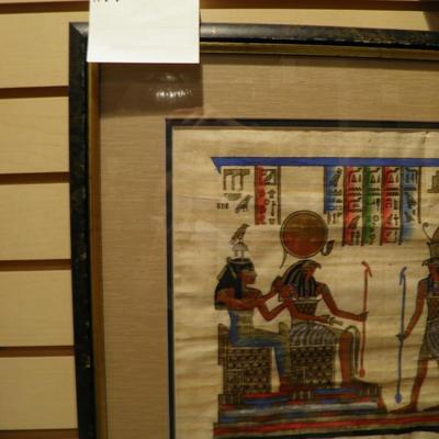 Egyptian Handmade - Hand Painted Papyrus Painting Framed/Matted 21.5"x18.25"