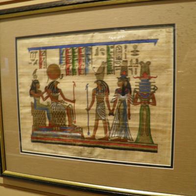 Egyptian Handmade - Hand Painted Papyrus Painting Framed/Matted 21.5"x18.25"