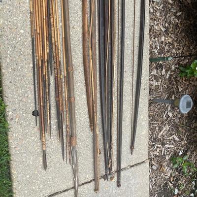 Assortment Of Indonesian Hand Made Spears & Bows