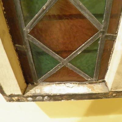 2 Piece Antique Stained Glass Window 48"x12" & 13.5"x12"