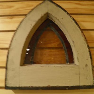 2 Piece Antique Stained Glass Window 48"x12" & 13.5"x12"