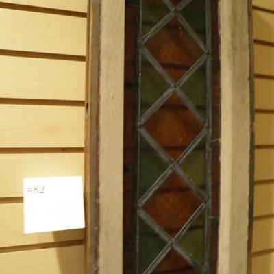 2 Piece Antique Stained Glass Window 48"x12" & 13.5"x12"