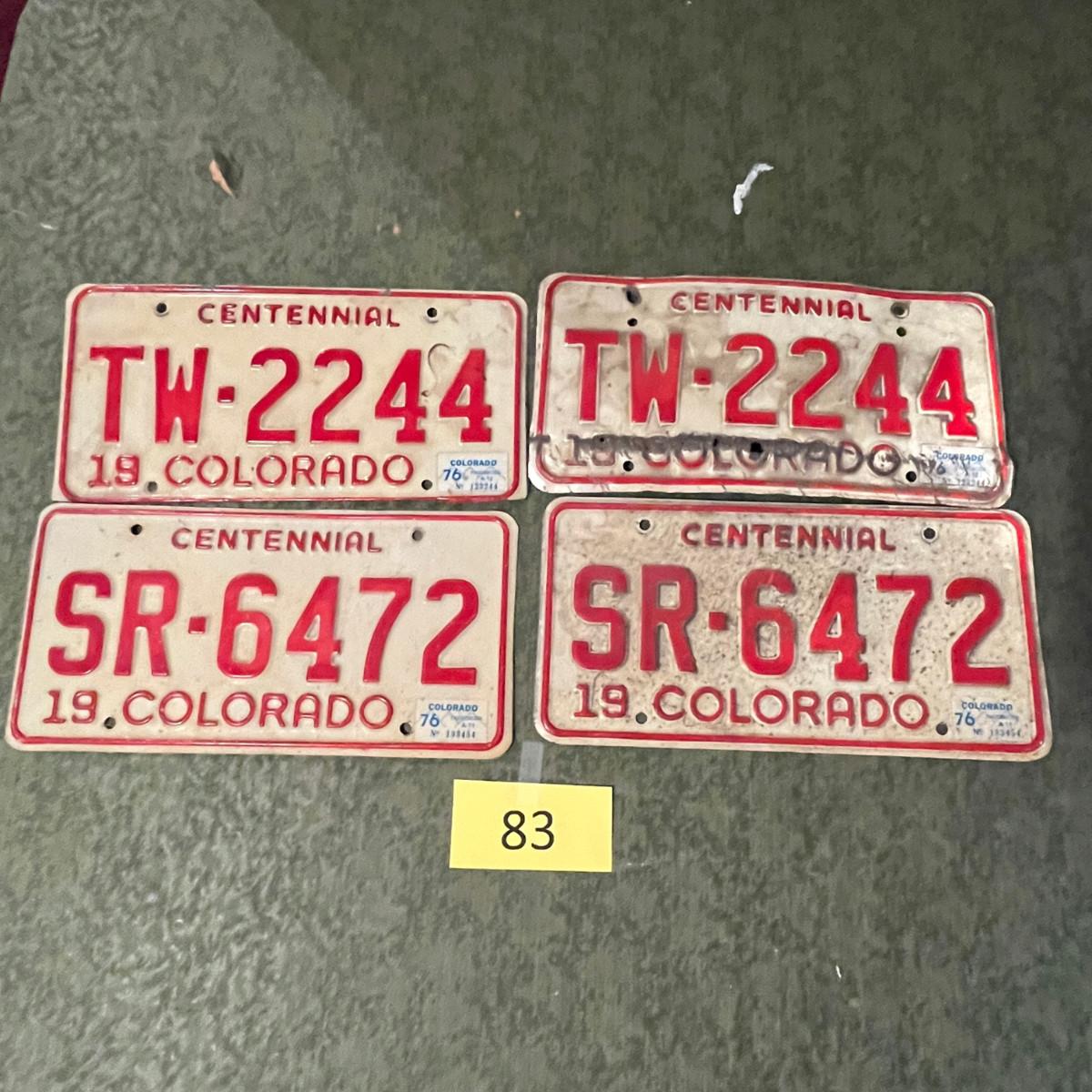 Red & White Colorado Plates | EstateSales.org