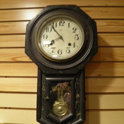 Vintage Regulator A Korean War Wall Clock No Key, AS IS 22"x12"x5"