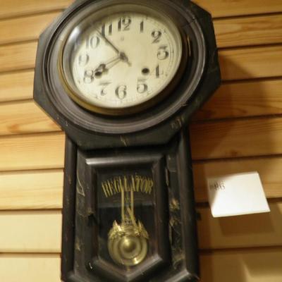 Vintage Regulator A Korean War Wall Clock No Key, AS IS 22"x12"x5"