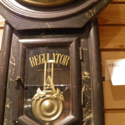 Vintage Regulator A Korean War Wall Clock No Key, AS IS 22"x12"x5"
