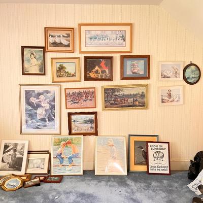 Large Mixed Lot of 26 Framed Art Pieces