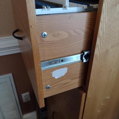 Wood Finish Four Drawer Filing Cabinet