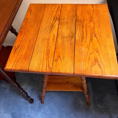 2 Vintage Two-Tier Square Wooden Parlor Tables