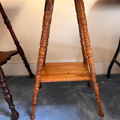 2 Vintage Two-Tier Square Wooden Parlor Tables