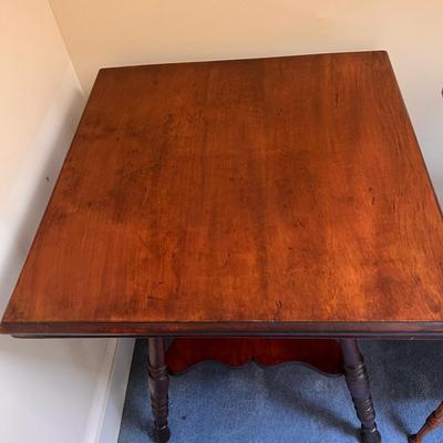 2 Vintage Two-Tier Square Wooden Parlor Tables