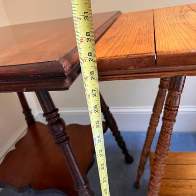 2 Vintage Two-Tier Square Wooden Parlor Tables