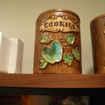 Set of 4 Vintage Treasure Craft Sundry Cannisters