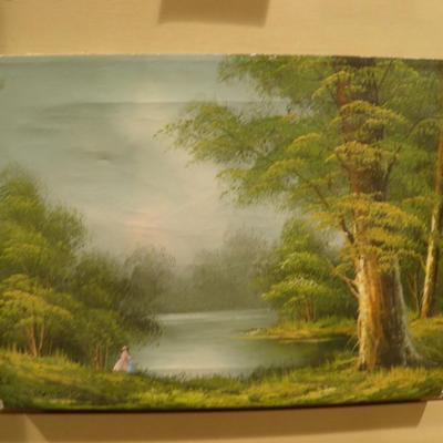 Original Acrylic Pastoral Painting on Canvas Signed W. Lavell 16