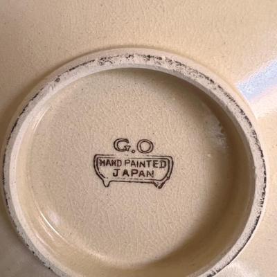 Vintage Japan G.O Ceramic Serving Bowl w 4 Side Bowls - Hand Painted