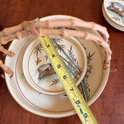 Vintage Japan G.O Ceramic Serving Bowl w 4 Side Bowls - Hand Painted