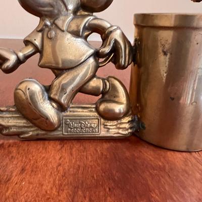 Vintage Toy Lot - Hazelle Rollins Puppet, E.T. Mug, Disney Mickey Brass Frame