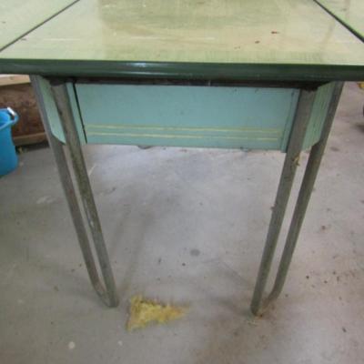 Vintage Enamel Top Table with Drawer