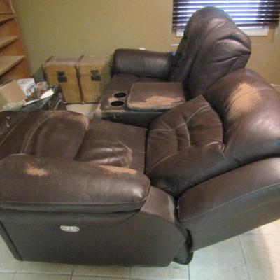 Faux Leather Double Reclining Loveseat with Console
