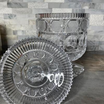 Bohemia crystal glass chocolate Box, 1900s antique candy jar